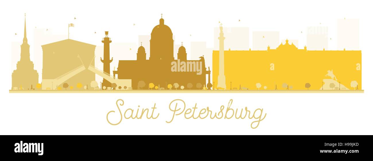 Sankt Petersburg Stadt Skyline goldene Silhouette. Vektor-Illustration. Einfache flache Konzept für Tourismus Präsentation, Banner, Plakat oder Web. Stock Vektor