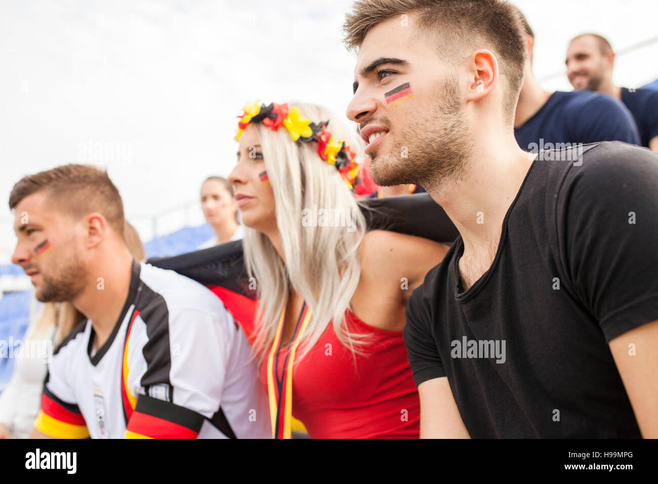 Gruppe der deutschen Fußball-fans Stockfoto
