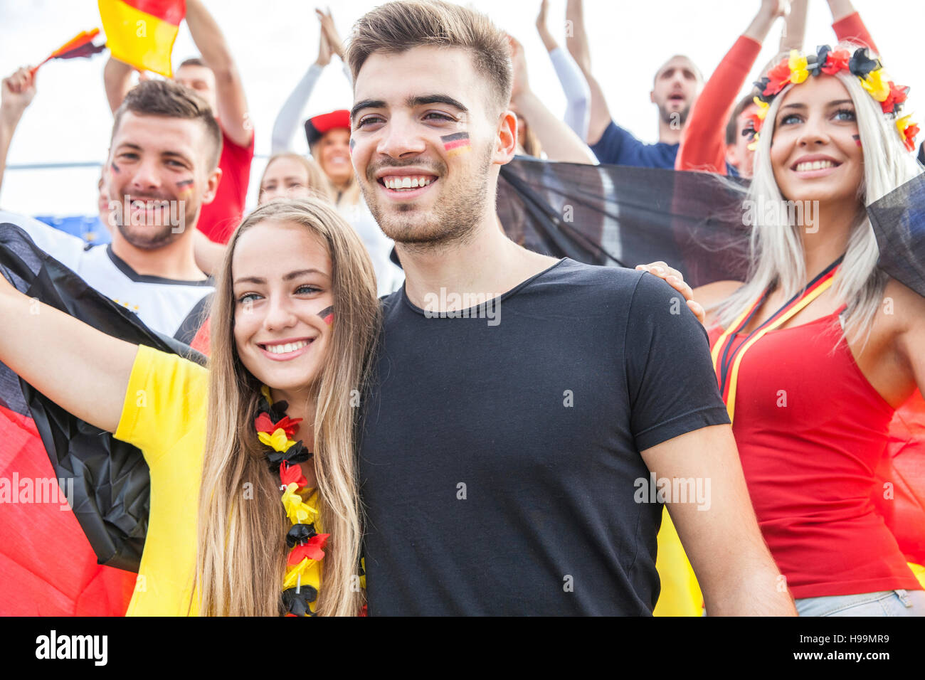 Deutsche Fußball-Fans jubeln Stockfoto