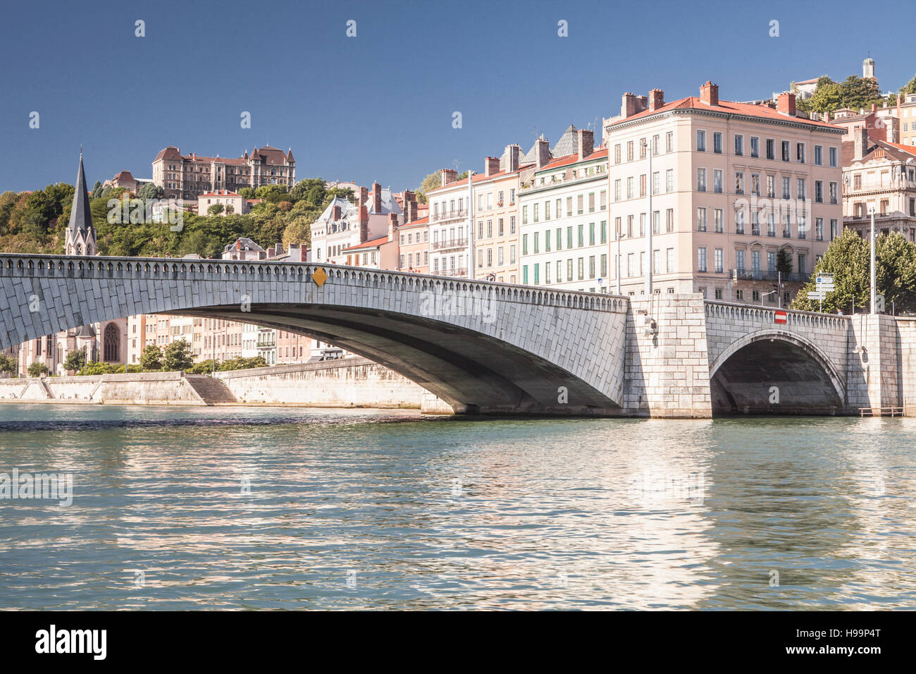 Vieux Lyon und den Fluss Saone. Stockfoto