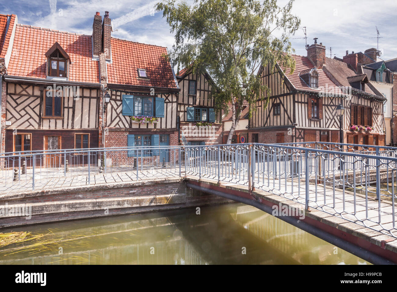 Fachwerkhäusern in Saint-Leu-Bezirk von Amiens. Stockfoto