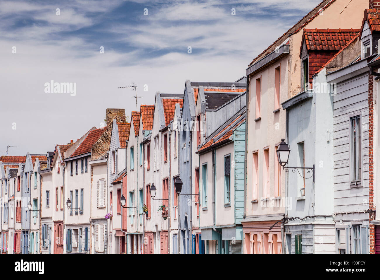 Bunte Häuser in Saint-Leu-Bezirk von Amiens. Stockfoto