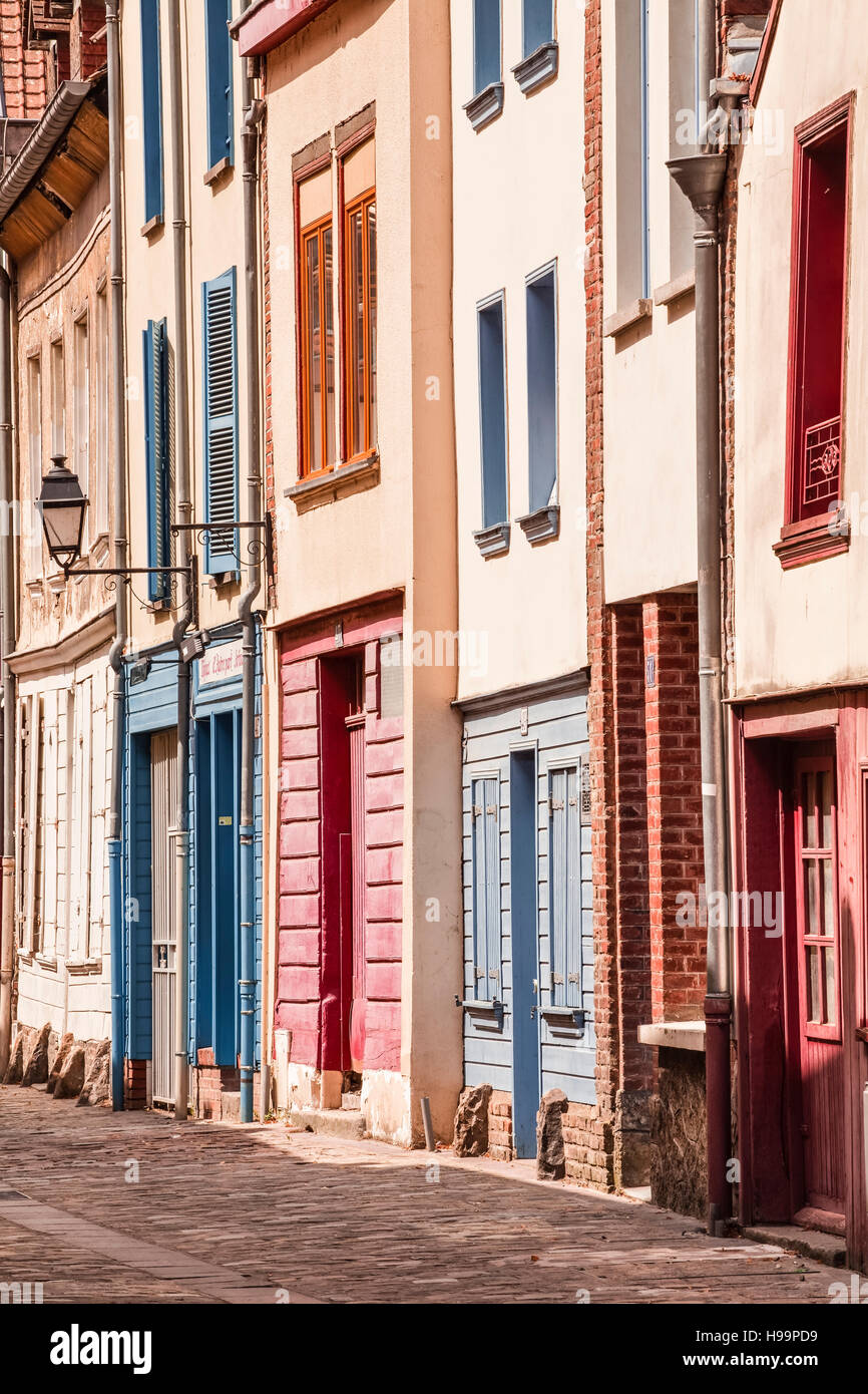 Bunte Häuser in Saint-Leu-Bezirk von Amiens. Stockfoto