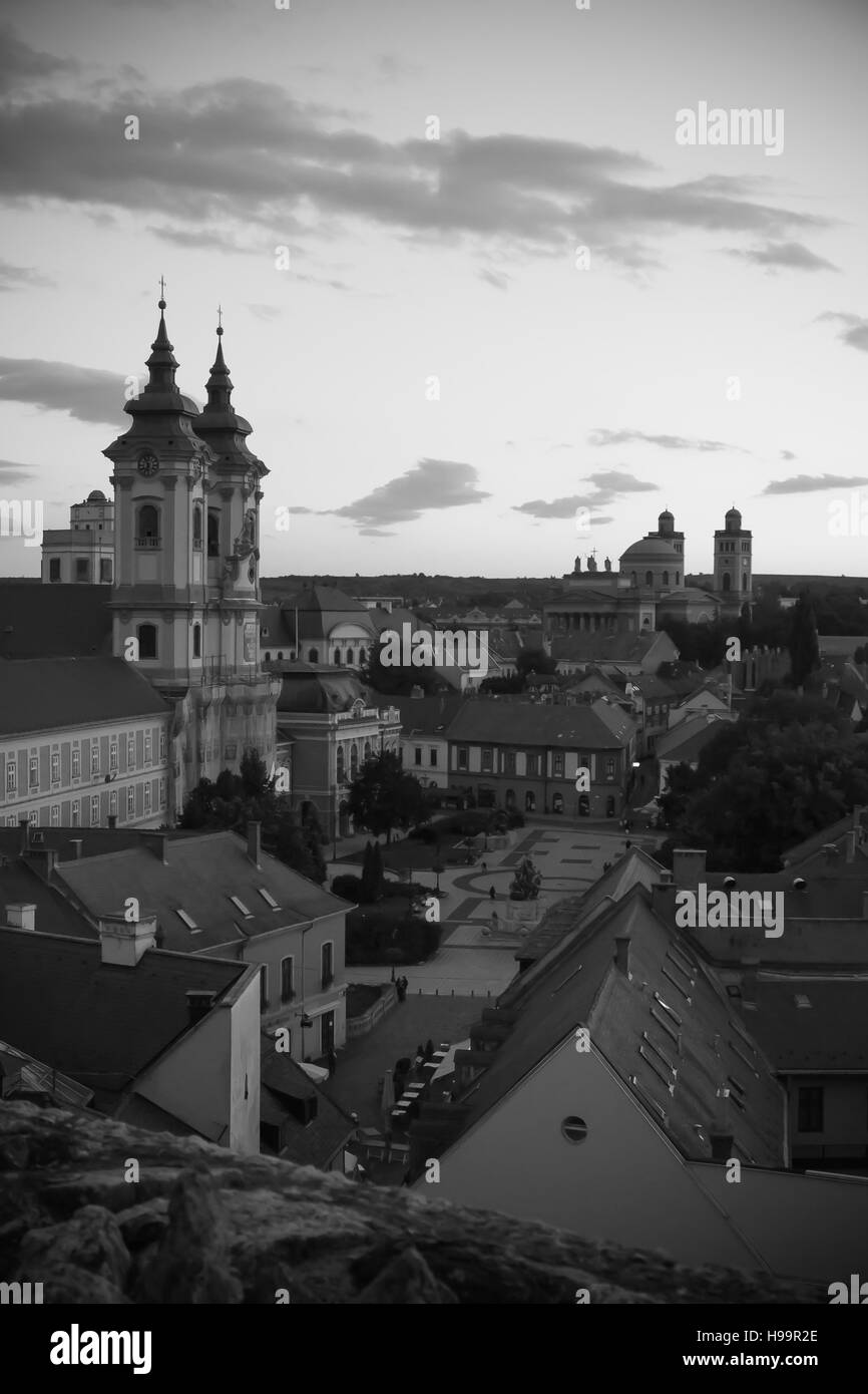 Blick auf das historische Zentrum von Eger, Ungarn. Blick von der Burg Stockfoto