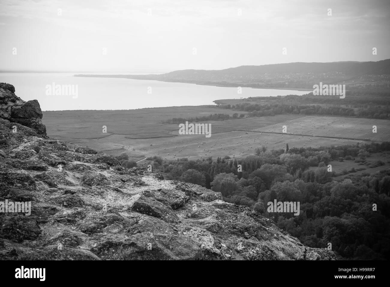 Blick auf den Balaton von Szigligets Burg Szigliget, Ungarn Stockfoto