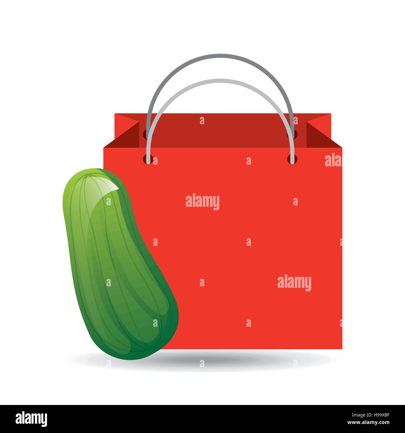 rote Tasche kaufen Ernte Gurken Gemüse Vektor Illustration Eps 10 Stock Vektor