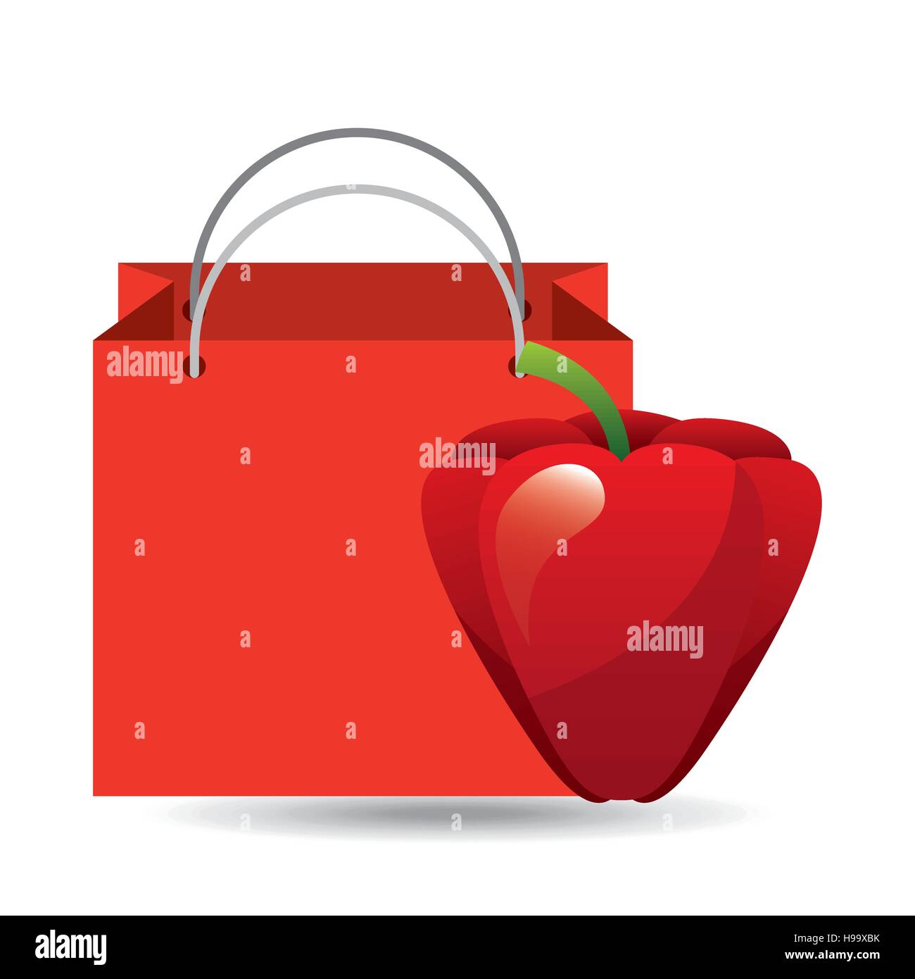 rote Tasche kaufen Ernte Pfeffer Gemüse Vektor Illustration Eps 10 Stock Vektor
