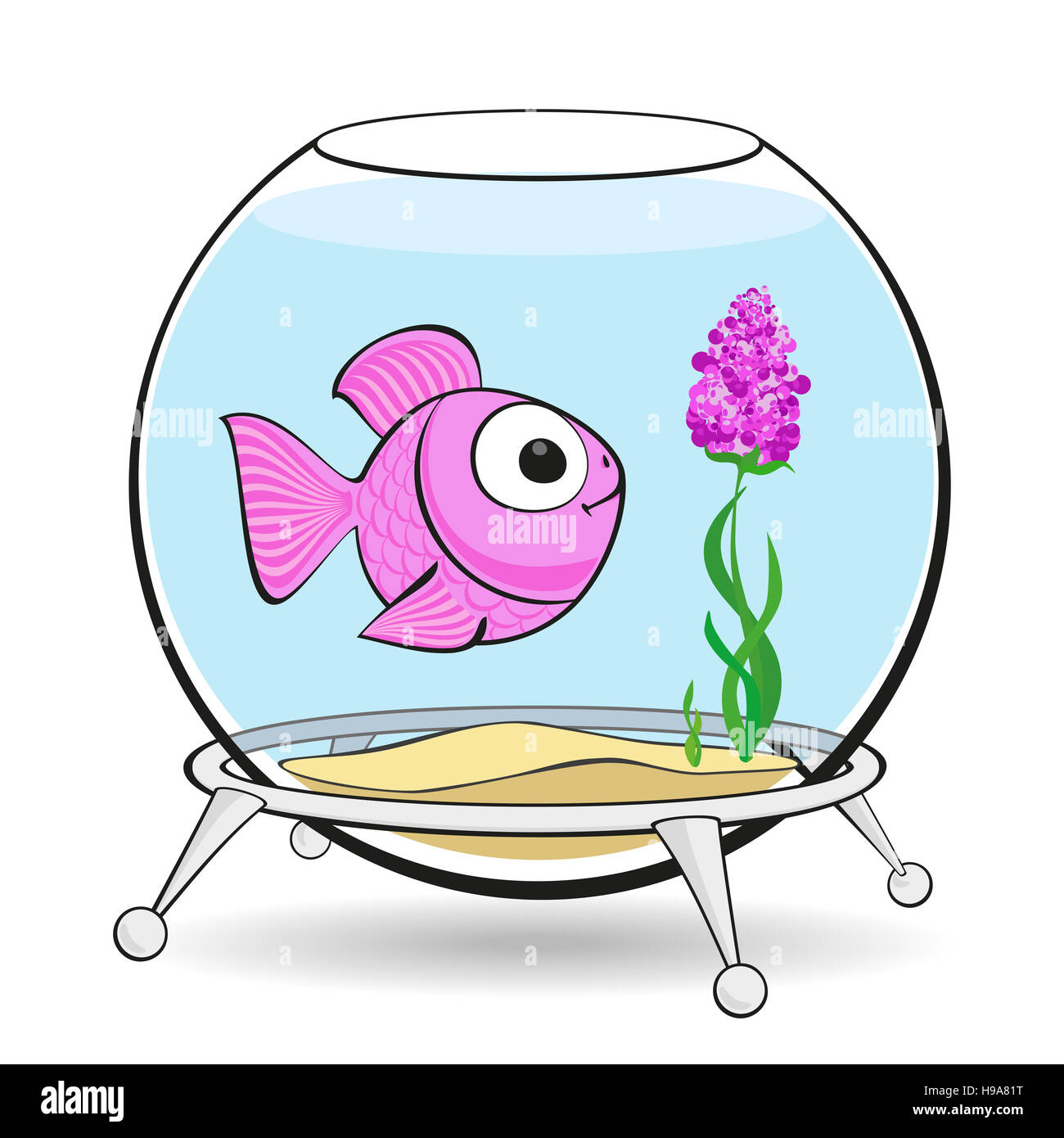 rosa Fisch im Goldfischglas Stockfoto