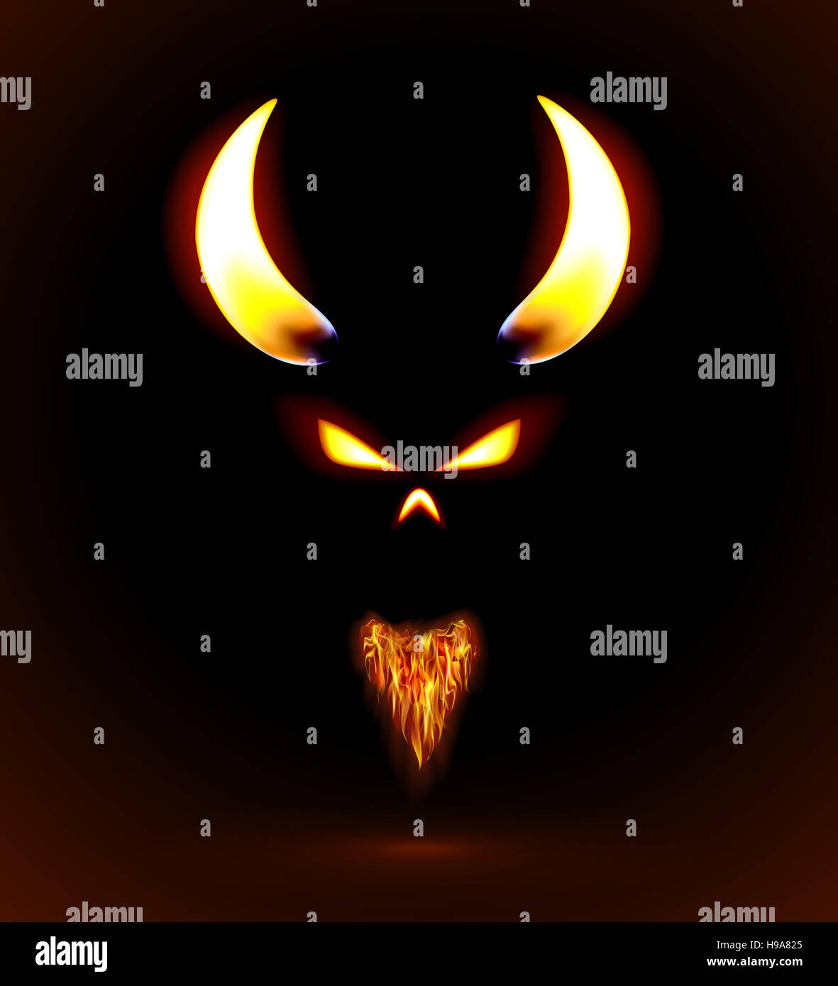 Feuer-Silhouette des Teufels Stockfoto
