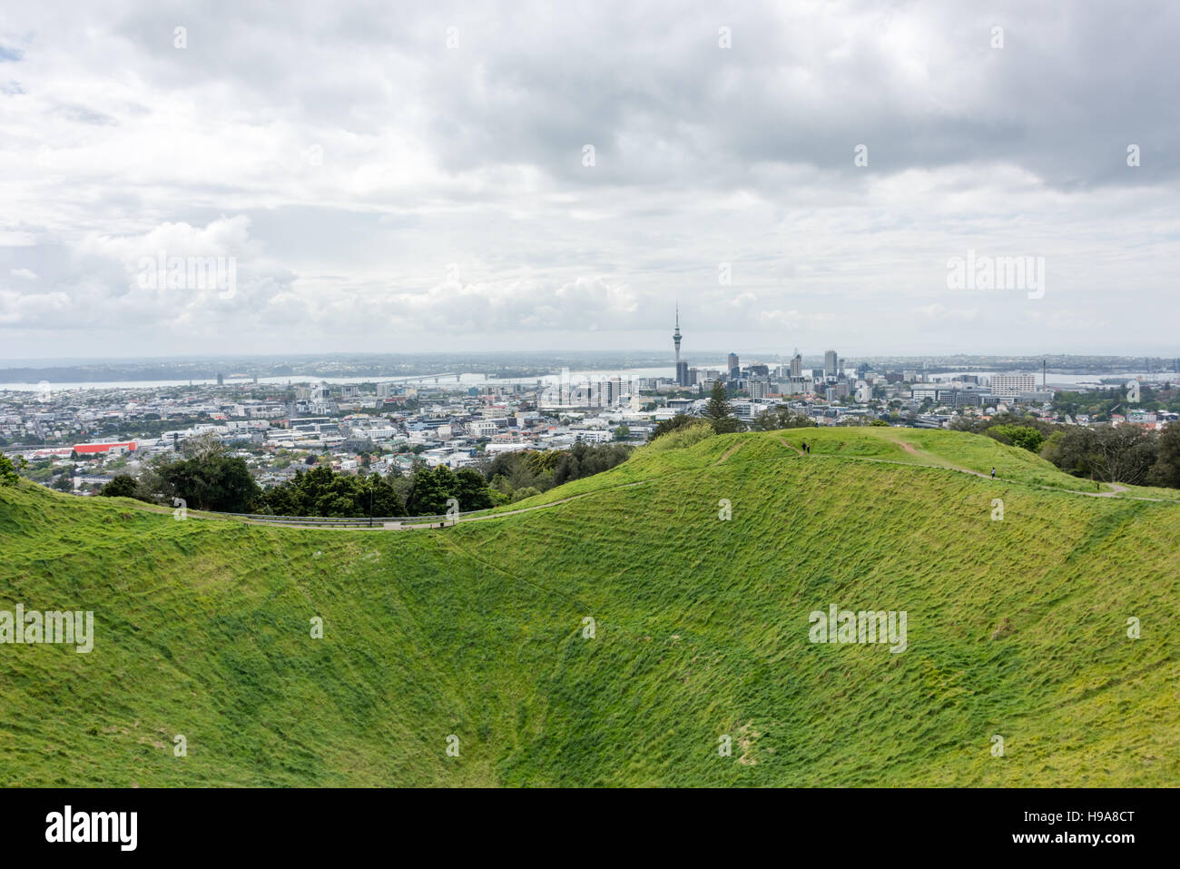 Der ausgestorbenen Mount Eden Vulkan Auckland Stockfoto