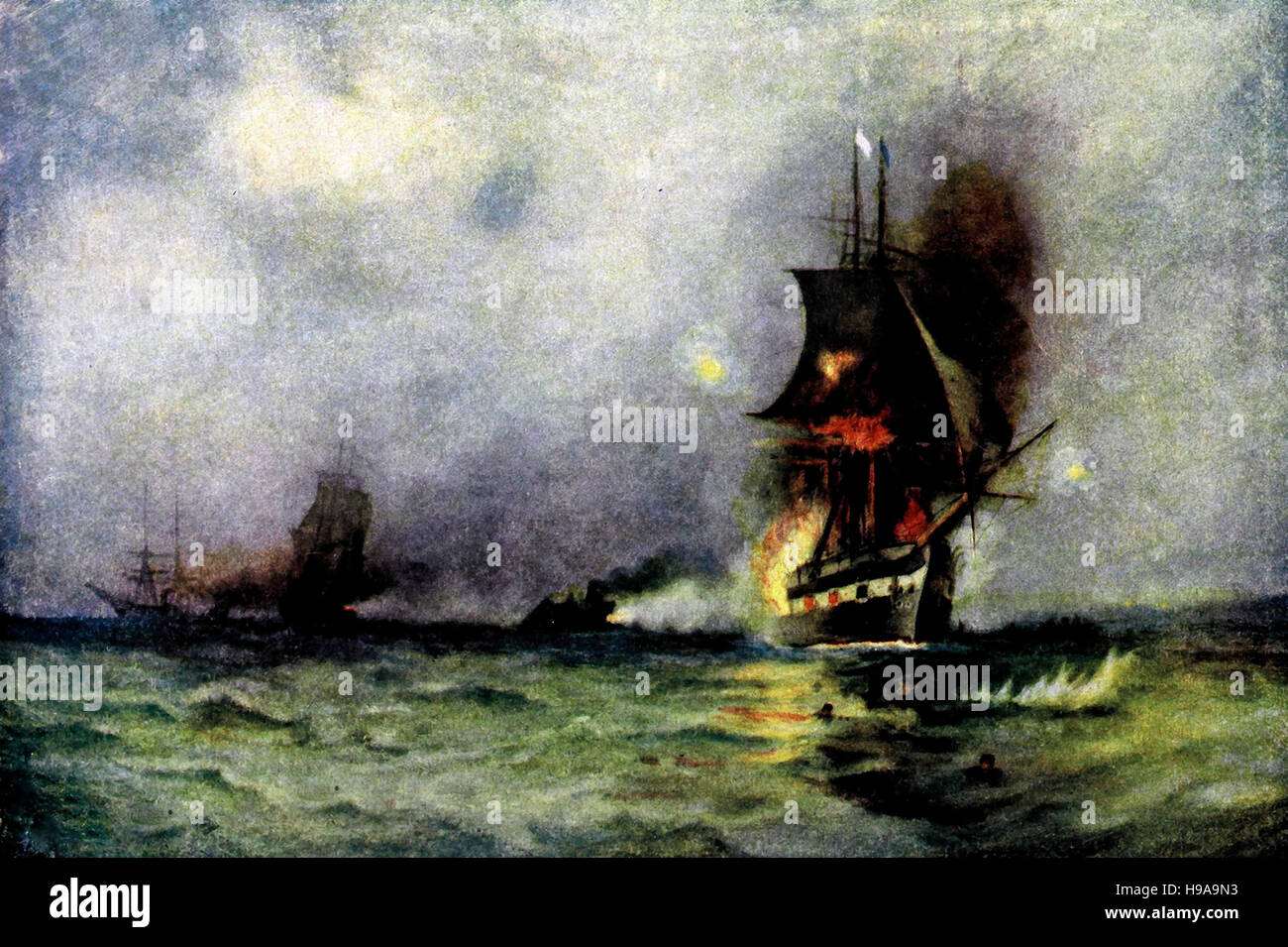 Die letzte der Fregatte. Seekrieg im amerikanischen Bürgerkrieg. Stockfoto