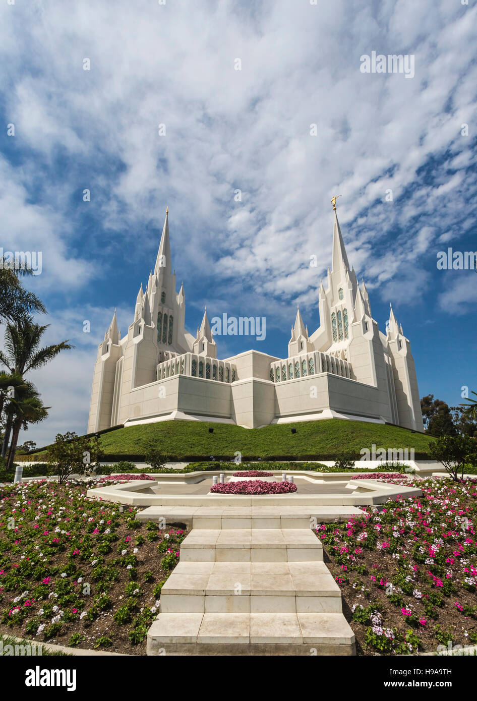 San Diego-Mormonen-Tempel in La Jolla, Kalifornien Stockfoto