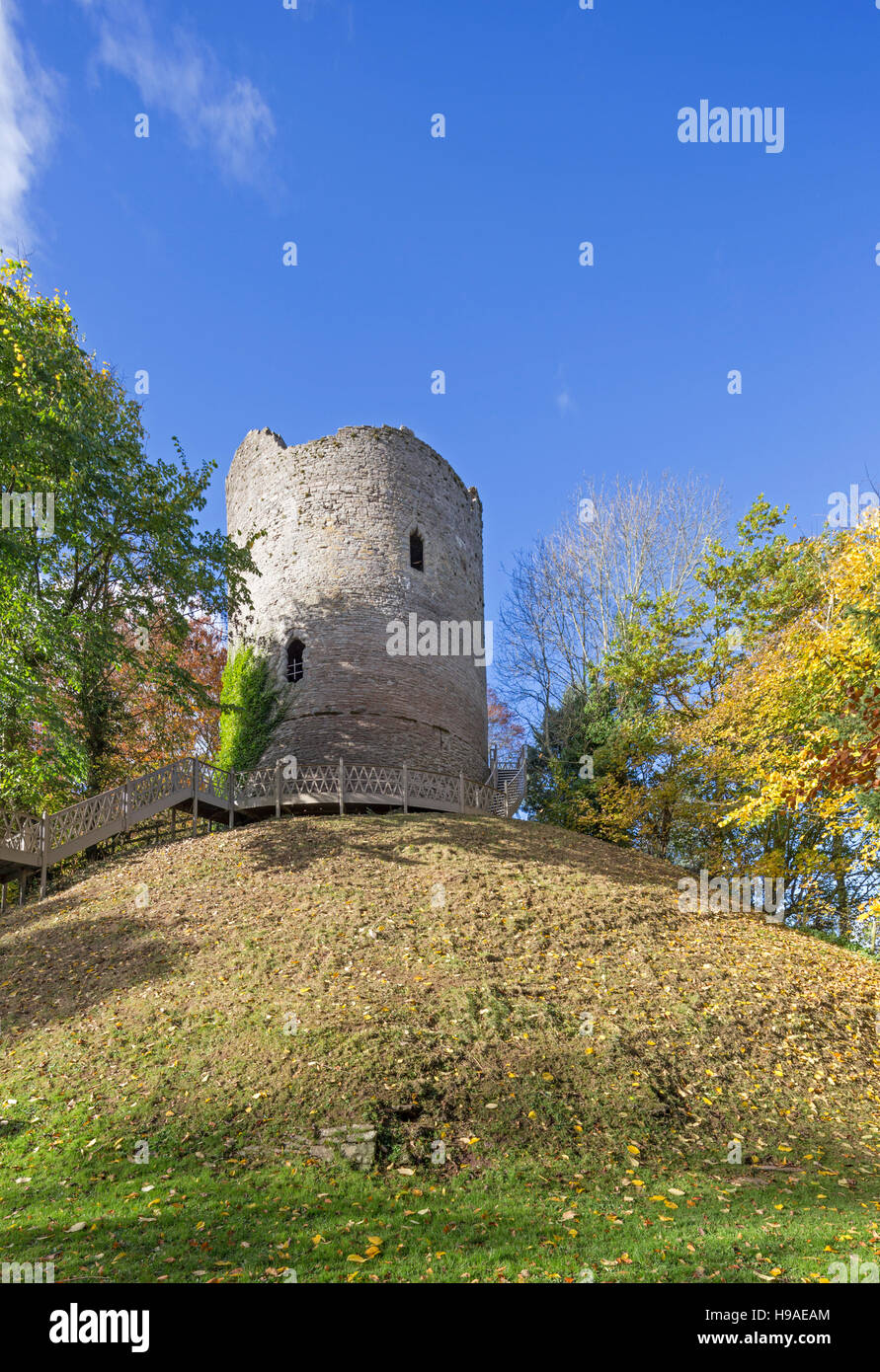 Bronllys Schloss ein Mitte des 12. Jahrhunderts Stein in das Dorf Bronllys, Brecon Beacons National Park, Powys, Mid-Wales, UK halten. Stockfoto