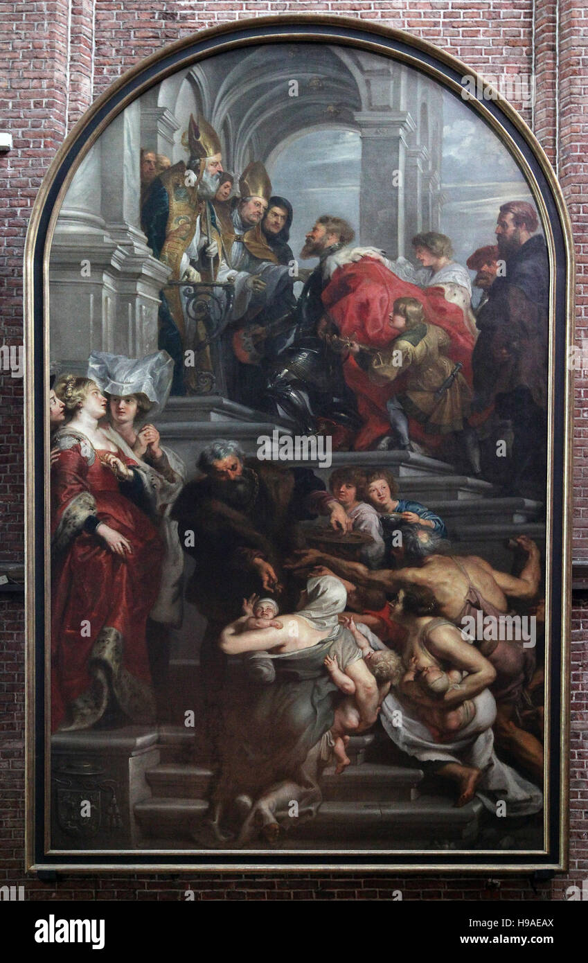 Die Bekehrung des Altaraufsteines des Heiligen Bavo 1623-1624 von Peter Paul Rubensn (Gent, St. Bavo-Kathedrale) Stockfoto