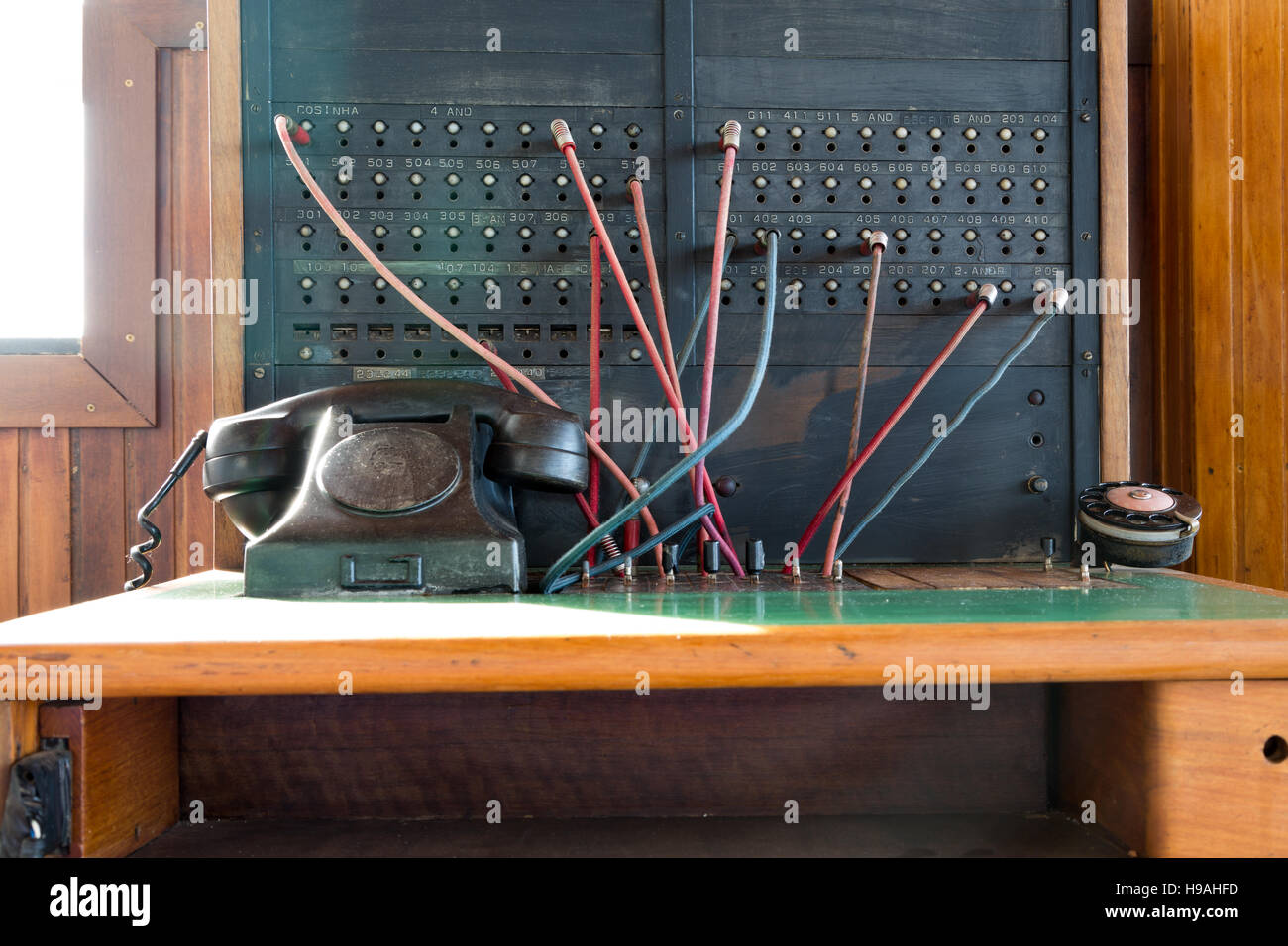 Dashboard eine alte Telefonzentrale Stockfoto
