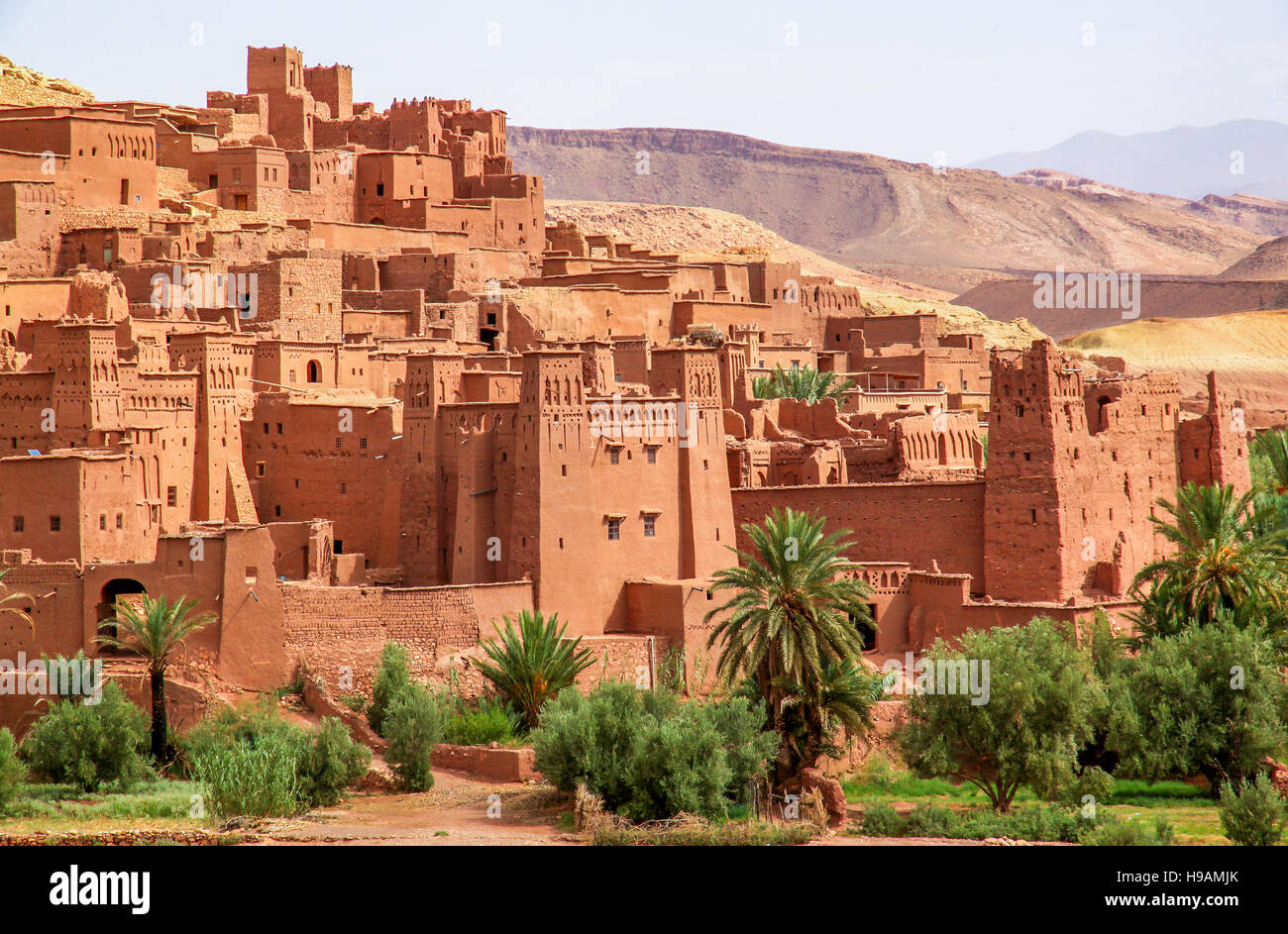 Ait Benhaddou, einer alten Festungsstadt in Marokko in der Nähe von Ouarzazate am Rande der Sahara. Verwendet in Fils wie Gladiator, Kundun, Lawrence Stockfoto