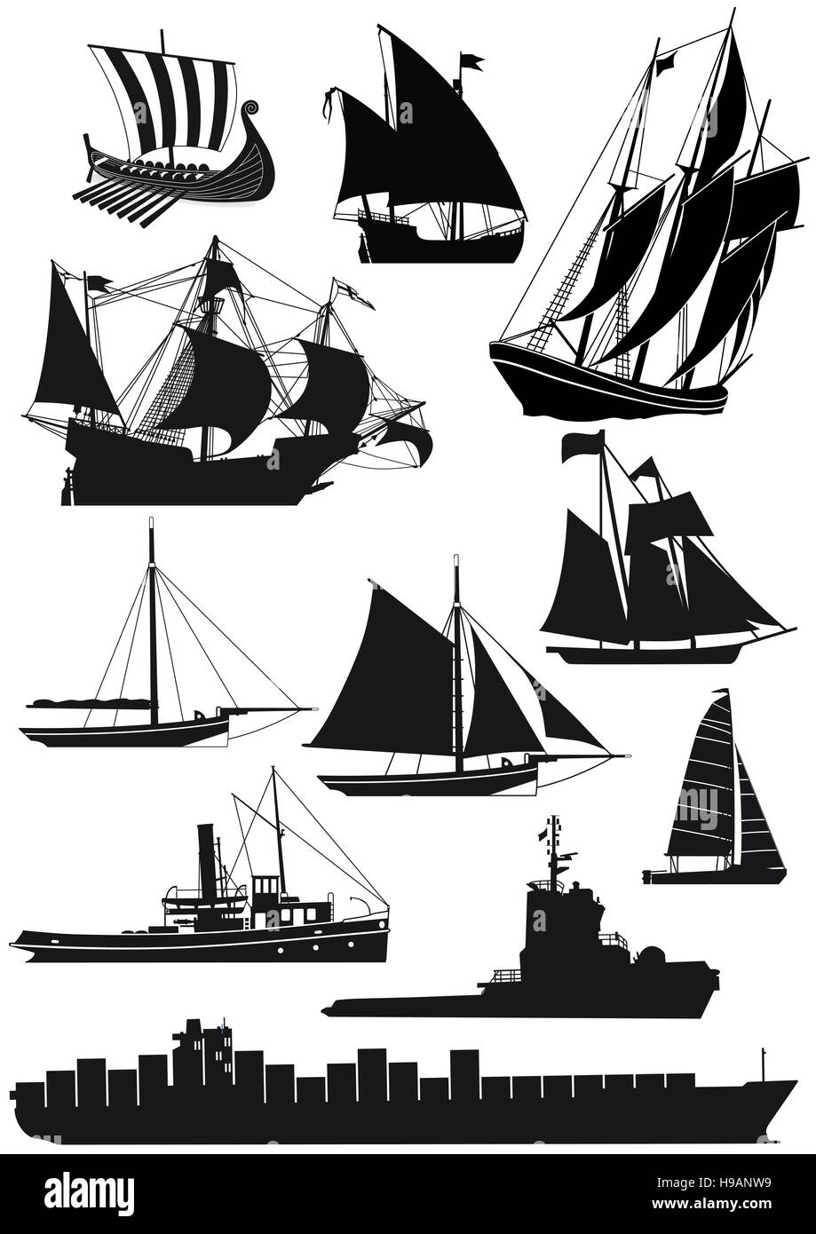 Schiffe und Segelschiffe Stockfoto