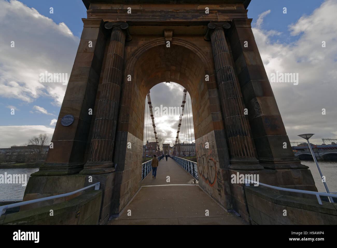 South Portland Street Hängebrücke Glasgow Stockfoto