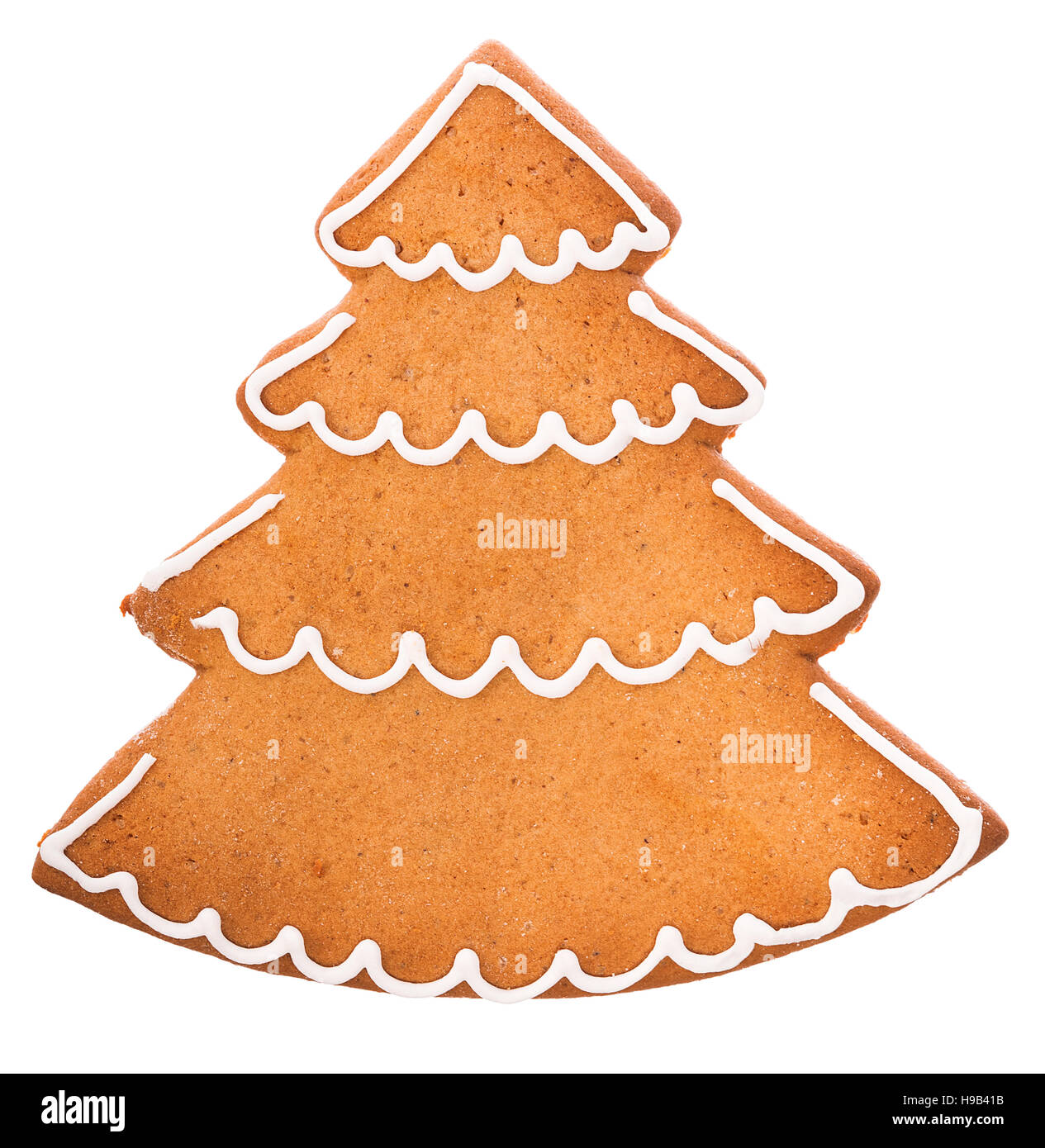 Schöne und leckere Lebkuchen Weihnachten Lebkuchen Baum auf weißem Hintergrund Stockfoto
