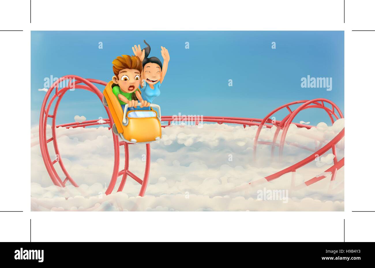 Achterbahn in den Wolken, Vektor-Hintergrund Stock Vektor