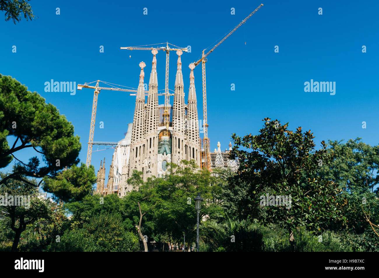 Barcelona, Spanien-10. Oktober 2011: La Sagrada Familia, die Kathedrale von Antoni Gaudi entworfen. Stockfoto