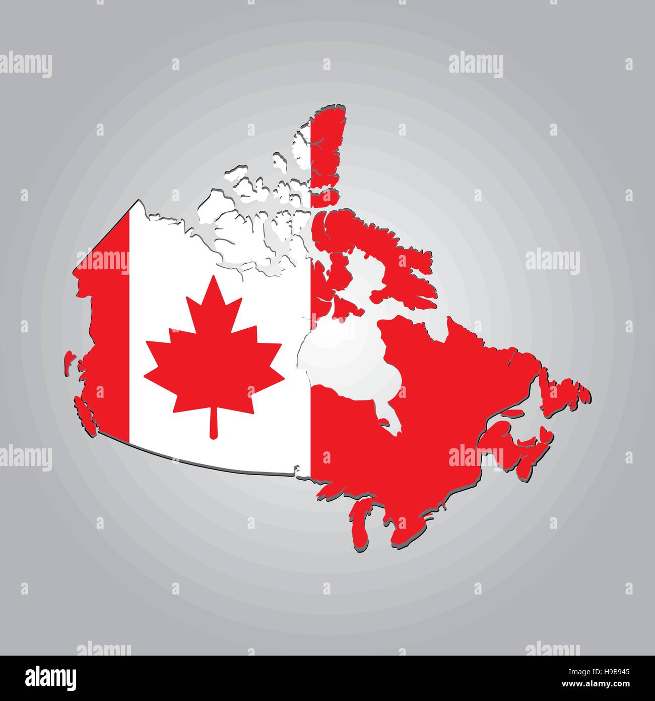 Karte von Kanada mit trennbaren Grenzen in Vektorgrafiken. Ansehnliche in jeder Dimension - du hast alle Provinzen in einer Datei Stock Vektor