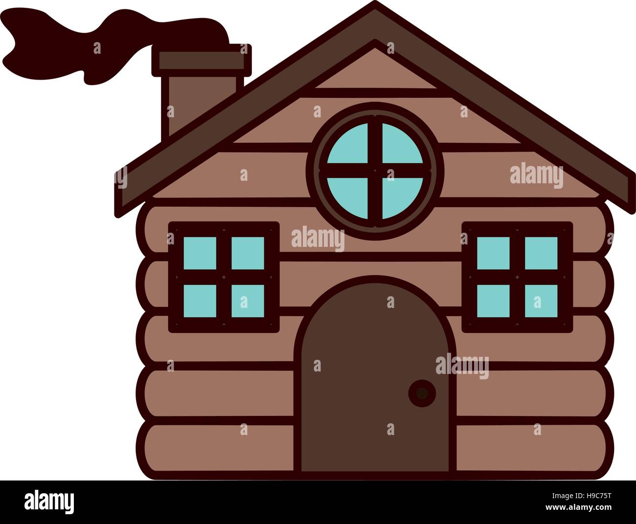 Haus aus Holz mit Kamin Stock Vektor