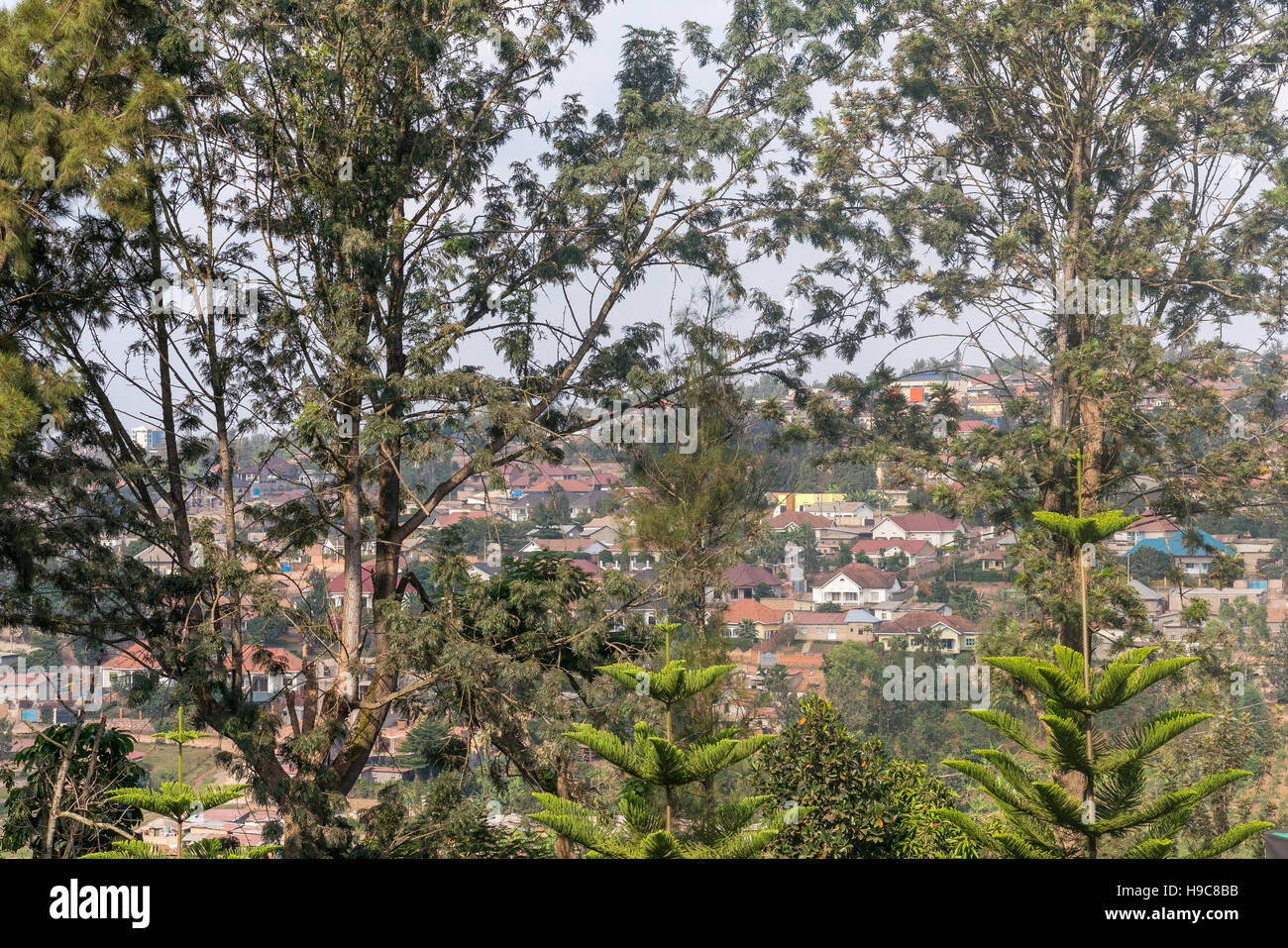 Luftaufnahme von Kigali, der Kopf-Ruanda von den Hügeln am Rand der Stadt Stockfoto