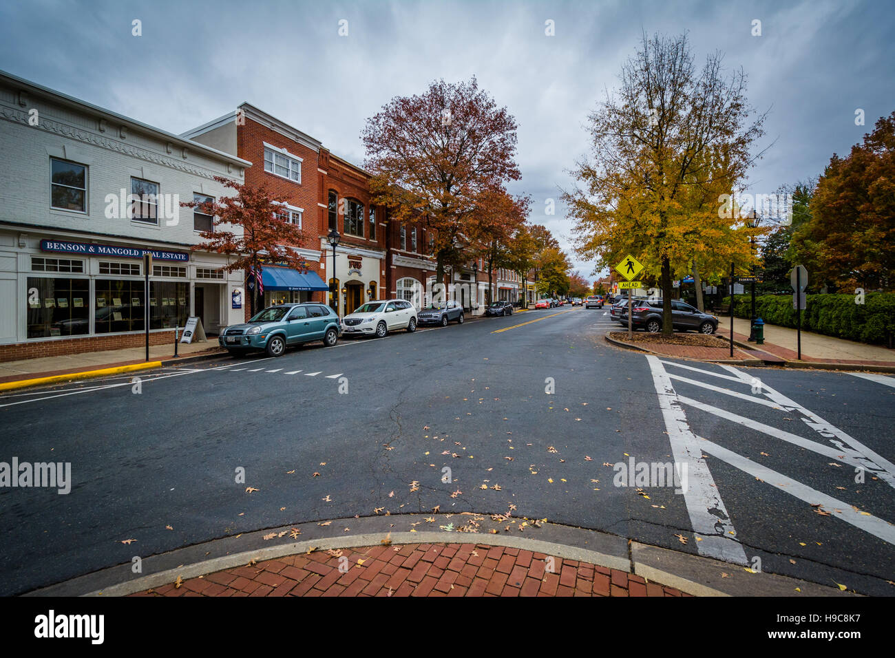 Herbst Farbe in der Innenstadt von Easton, Maryland. Stockfoto