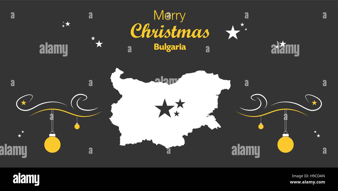 Frohe Weihnachten Abbildung Thema mit Karte von Bulgarien Stock