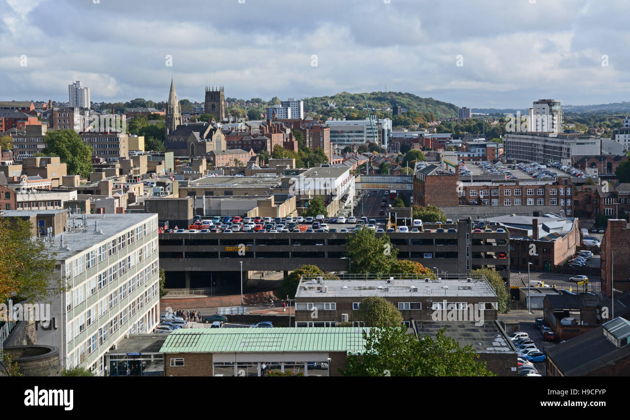 Blick auf Stadt Nottingham Castle Rock. Stockfoto