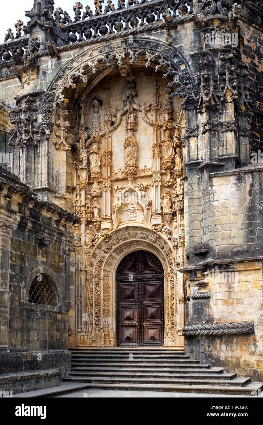 Der Eingang der Convento de Cristo Kirche, Tomar, Portugal Stockfoto