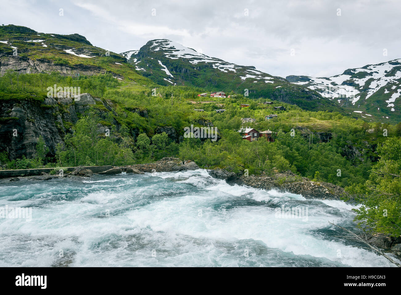 Kjosfossen-Wasserfall-dam, Norwegen Stockfoto