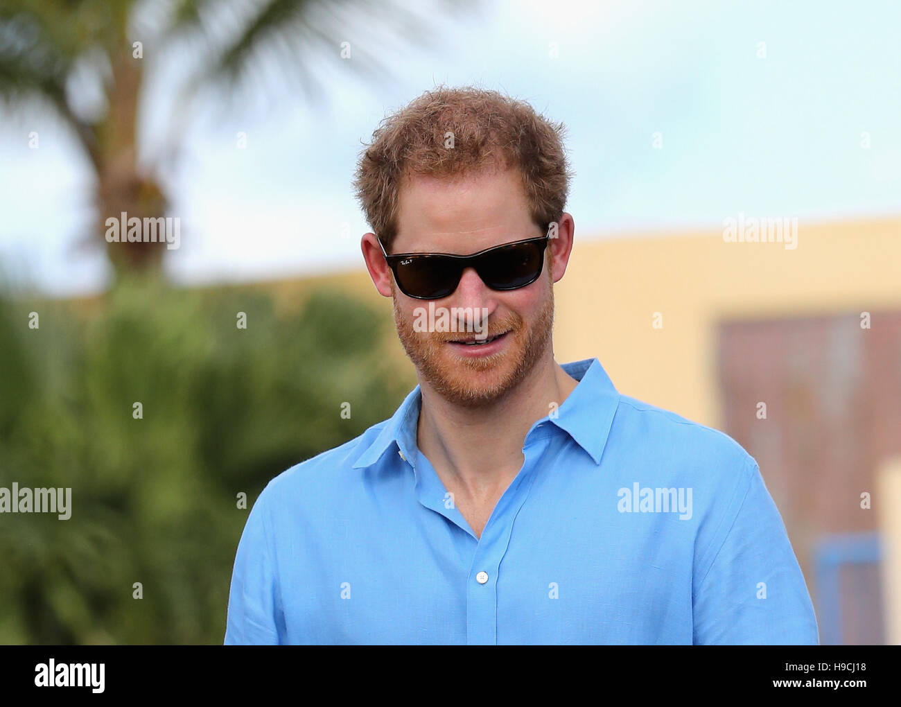 Prinz Harry besucht eine Jugend-Sport-Festival im Sir Vivian Richards Stadium in North Sound, Antigua, am zweiten Tag seiner Tour der Karibik. Stockfoto