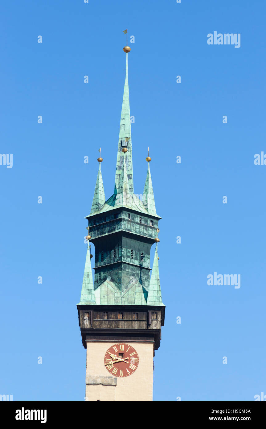 Znojmo (Znaim): Rathausturm, Jihomoravsky, Südmähren, Süd-Mähren, Tschechische Stockfoto