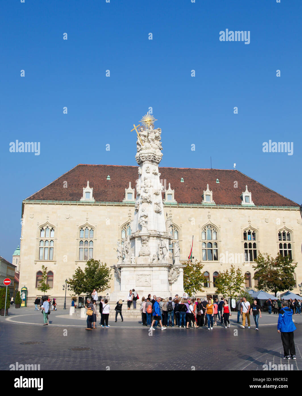 Heilige Dreifaltigkeitssäule in Budaer Burgviertel, Budapest, Ungarn. Diese Spalte entstand im Jahre 1715 zu nachhaltigem das Ende der Pest. Stockfoto