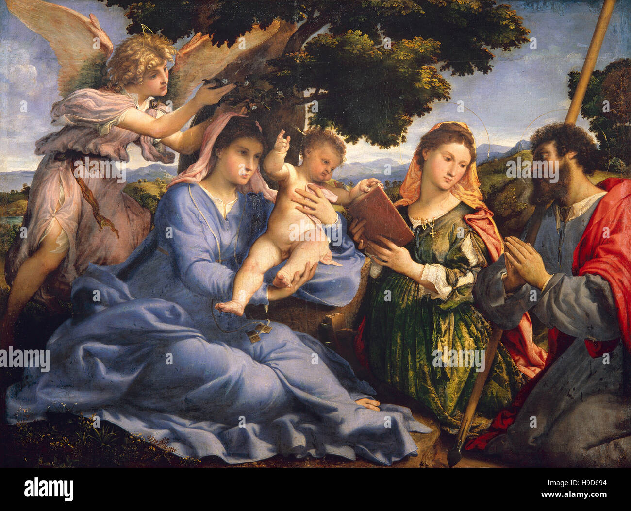 Lorenzo Lotto (1480-1556) Madonna mit Kind zwischen den Heiligen Katharina von Alexandrien und Thomas - 1528 Stockfoto