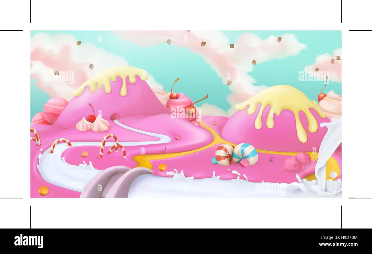 Rosa süß Landschaft, Vektor-Hintergrund Stock Vektor