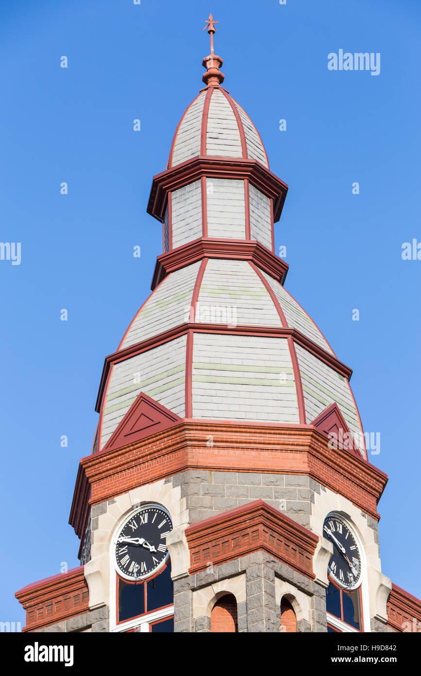 Der Uhrturm von das Pulaski County Courthouse in Little Rock, Arkansas. Stockfoto