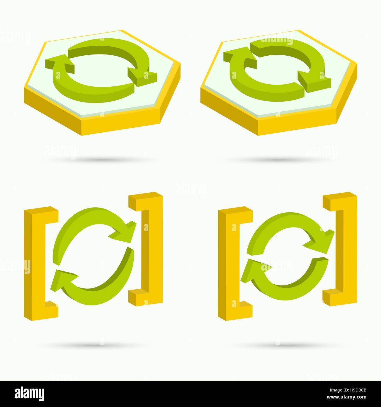 Isometrische Symbole. Sammlung von vier Symbole Updates. Vektor-illustration Stock Vektor