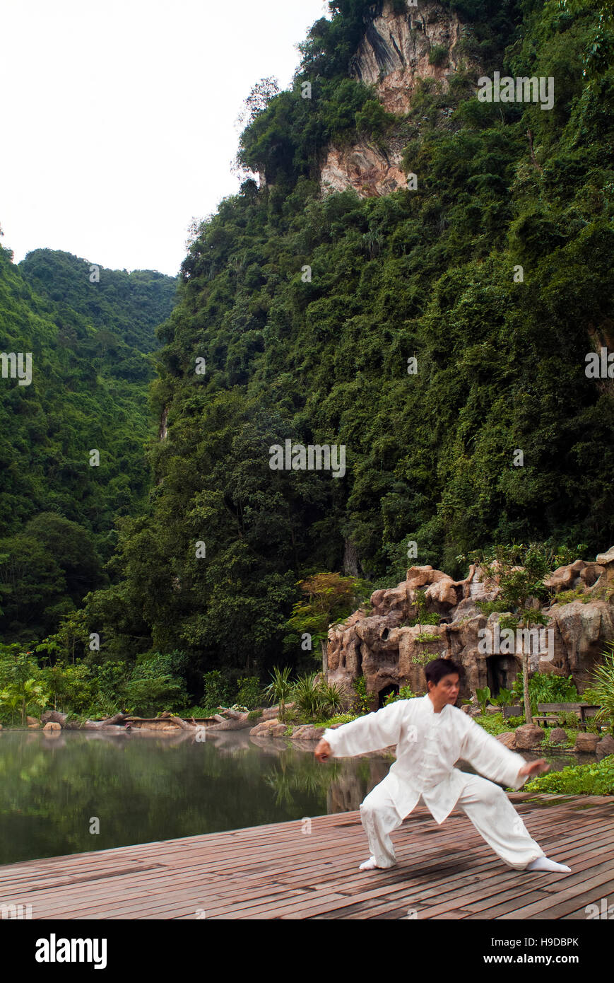 Tai Chi Master am Banjaran Hotsprings Retreat Stockfoto