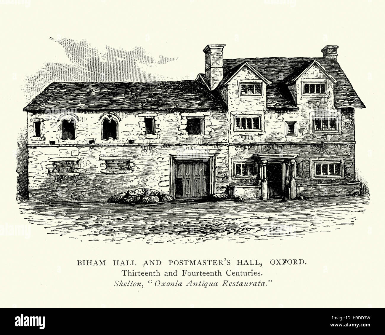 Biham Hall und Postmeisters Hall in Oxford, 13. und 14. Jahrhundert Stockfoto