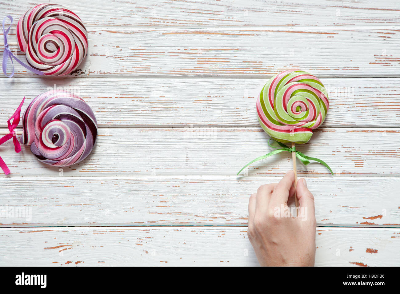 Lollipop-Bonbons auf weiß Stockfoto