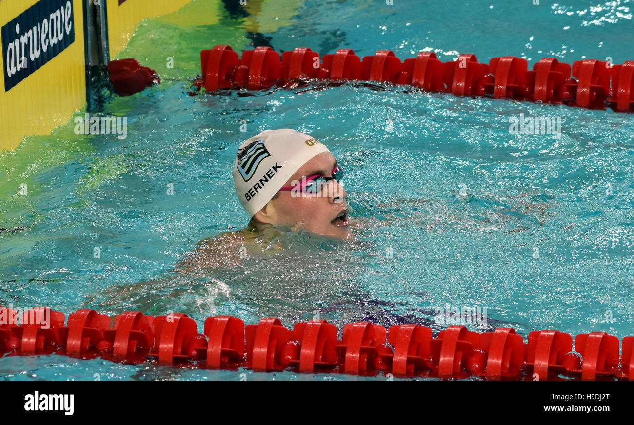 Hong Kong, China - 29. Oktober 2016. Olympiateilnehmer und World Youth gold Medalist Peter Bernek aus Ungarn im Abgang. FINA Swimming World Cup, Vorrunde Stockfoto