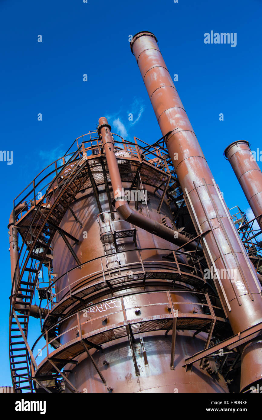 Seattle WA USA Gas Works Park, industrielle Reste Stockfoto