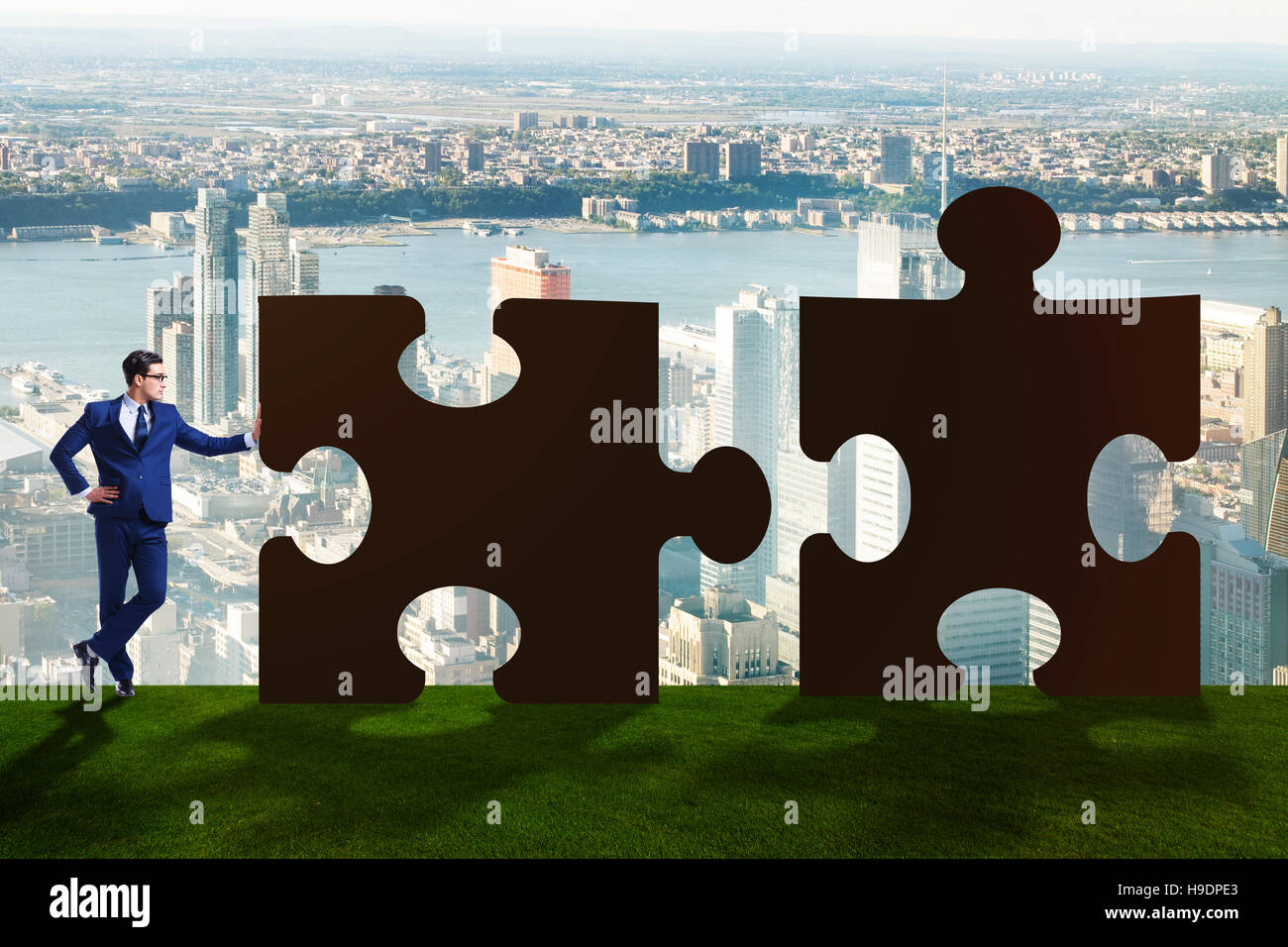 Business-Konzept von Puzzles für Teamarbeit Stockfoto