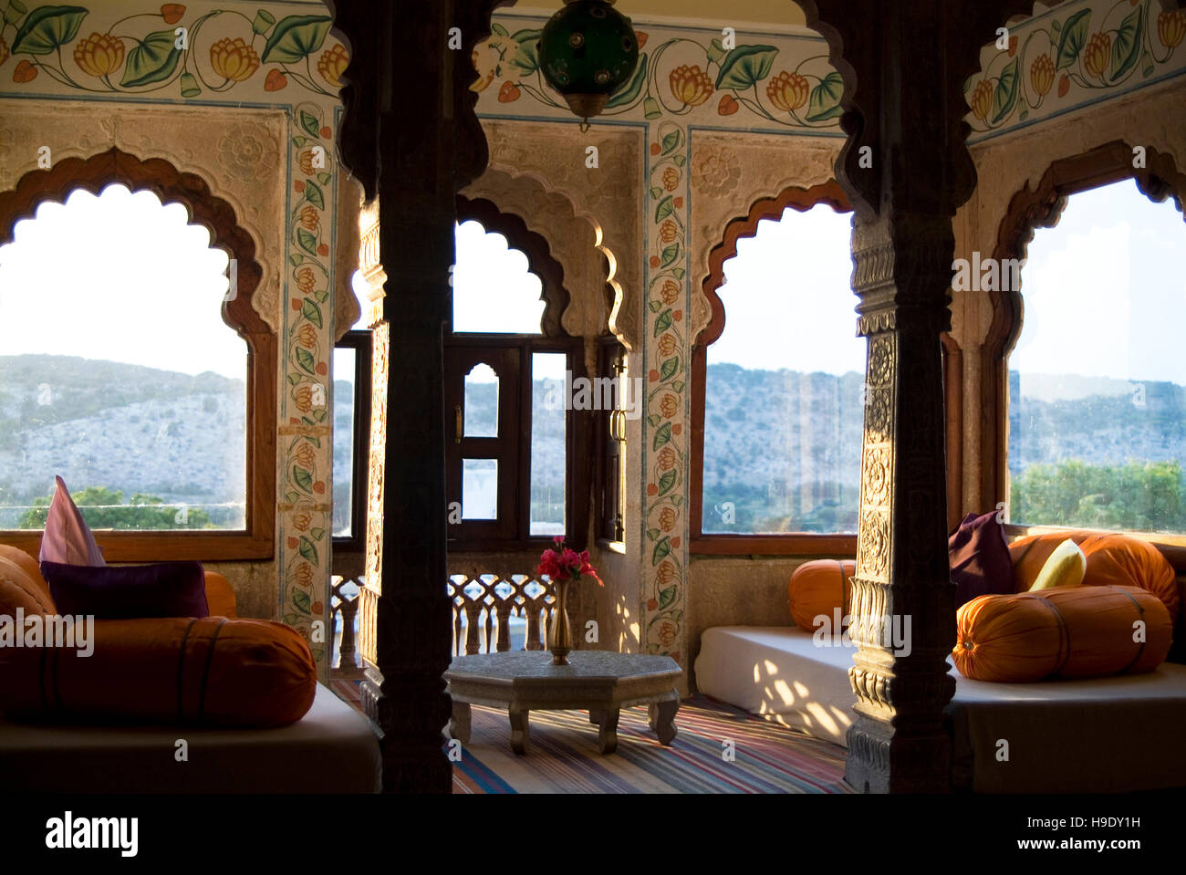 Die Lobby im Castle Bijaipur. Stockfoto