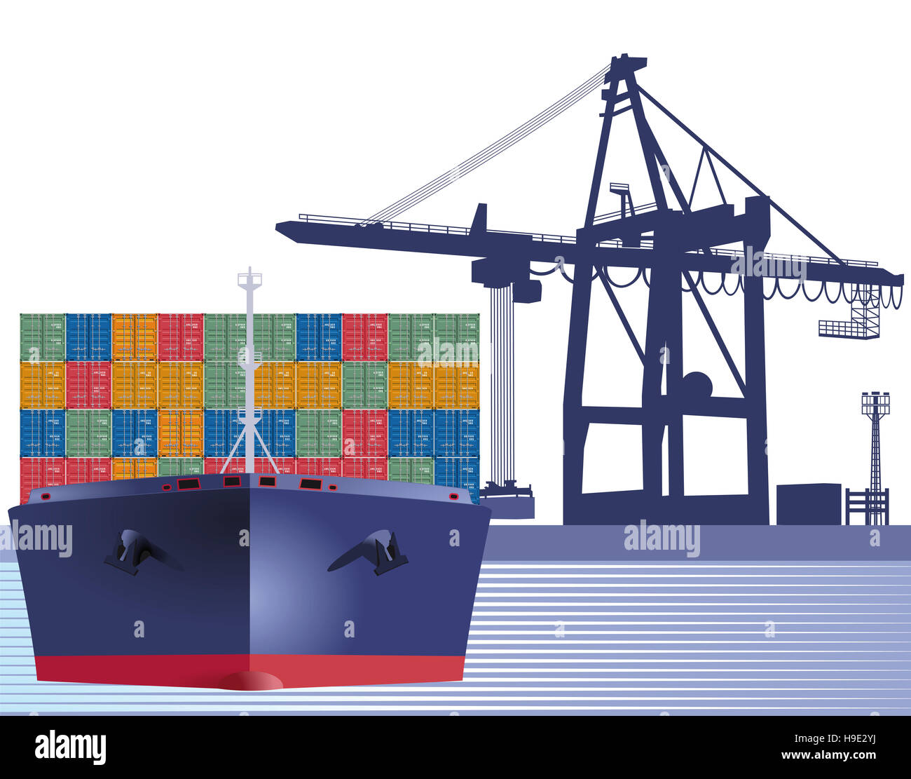 Schiff mit Containern Stockfoto
