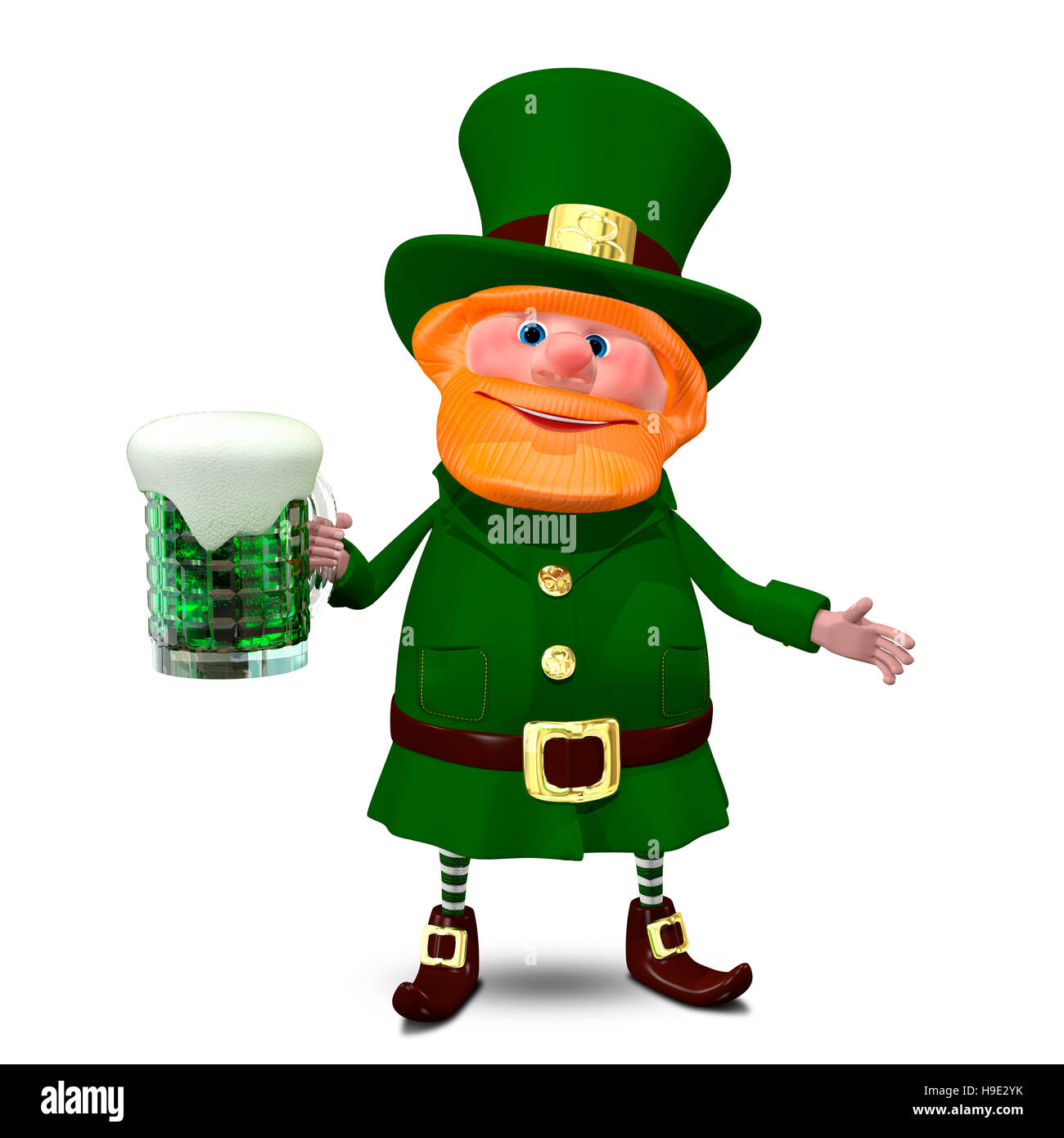 3D Illustration von Saint Patrick mit Jungbier Stockfoto