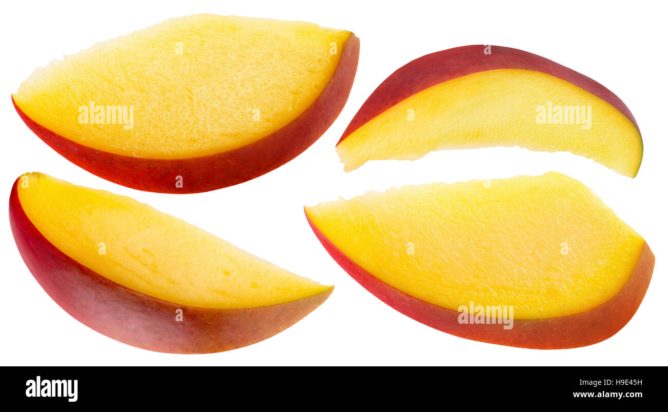 Mango Scheiben auf dem weißen Hintergrund isoliert. Stockfoto